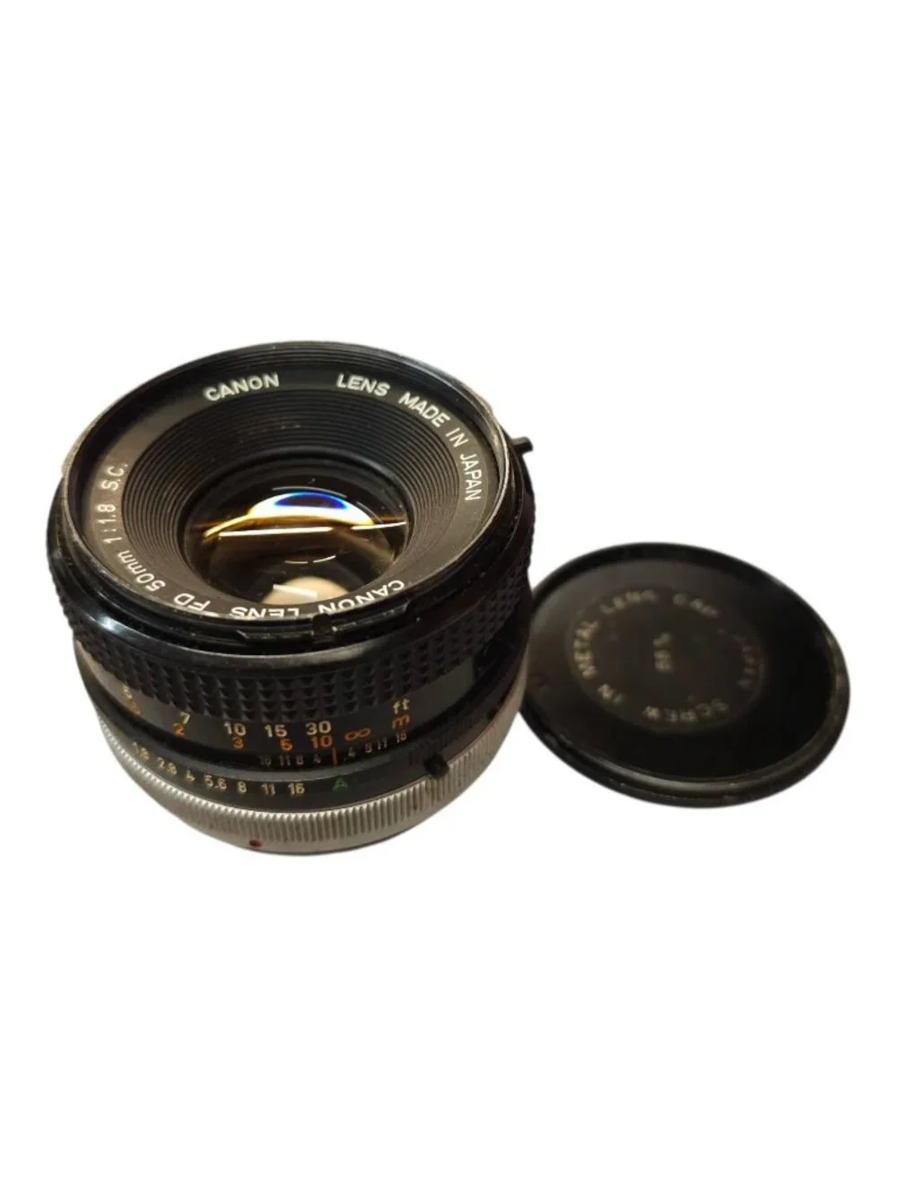 Canon Lens FD 50mm 1:1.8 S.C. Manual Focus With Caps Made in Japan